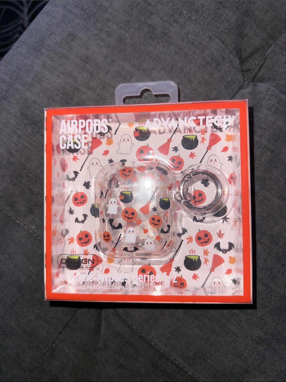 AirPods Case Clear Halloween Orange Pumpkin Design "ADVANCECH" Apple 1/2 Series